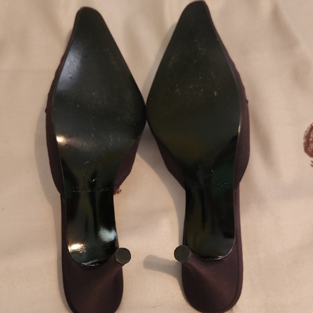 J.Renee Black Satin Heels with Rhinestone Accent 3 inch heels - Picture 3 of 5